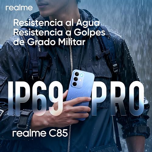 Celular Realme C85 | 8 GB RAM + 256 GB | Dual SIM | Snapdragon 685 | Batería 7000mAh | Carga Rápida 45W | Pantalla 6.8" 144Hz | Cámara 50 MP | IP69 | Negro
