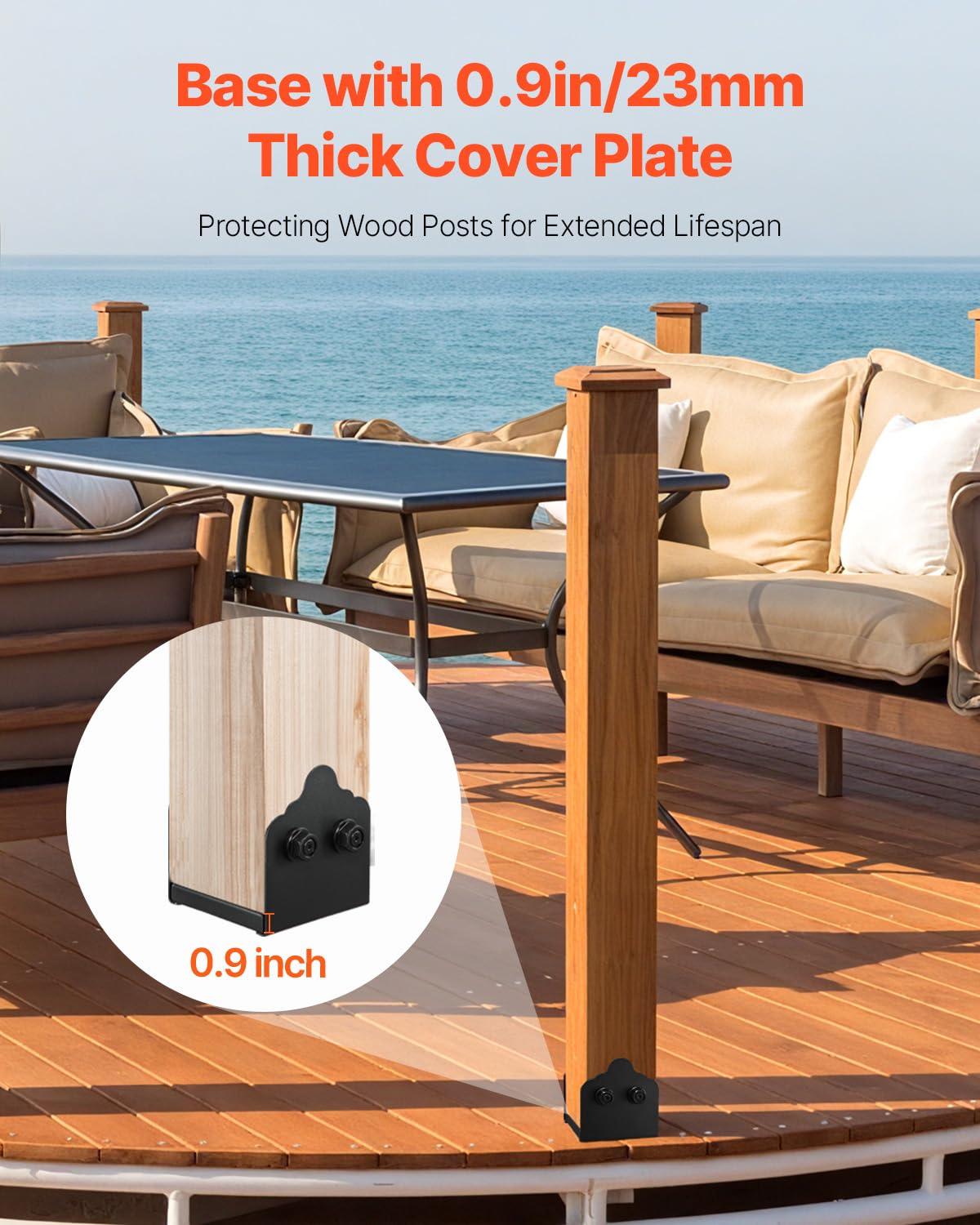 VEVOR Base para Postes de Madera 150 x 145 mm Tamaño Interior 150 x 141 mm 2 Piezas Soportes de Acero al Carbono para Postes Espesor de 2 mm para Instalaciones Fijas de Pérgolas, Barandillas, Negro