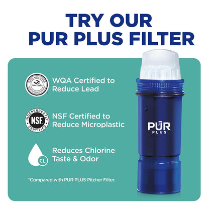 PUR Classic - Dispensador de jarra para filtro de agua, 18 tazas, transparente