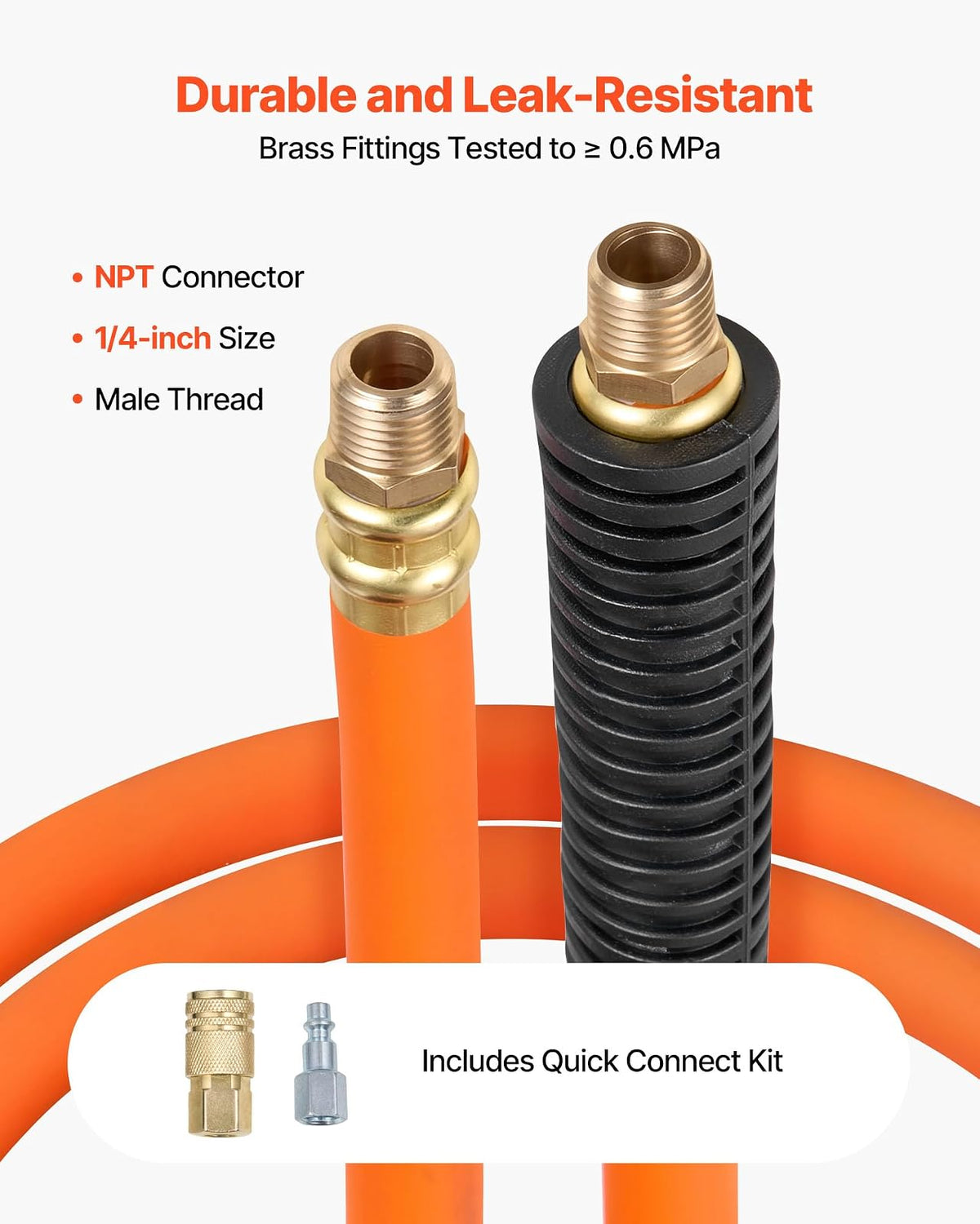VEVOR Carrete de manguera de aire retráctil, manguera de aire híbrida de 1/4 de pulgada x 50 pies, máx. 300 PSI, carrete de mangueras de compresor de aire cerrado con rebobinado automático