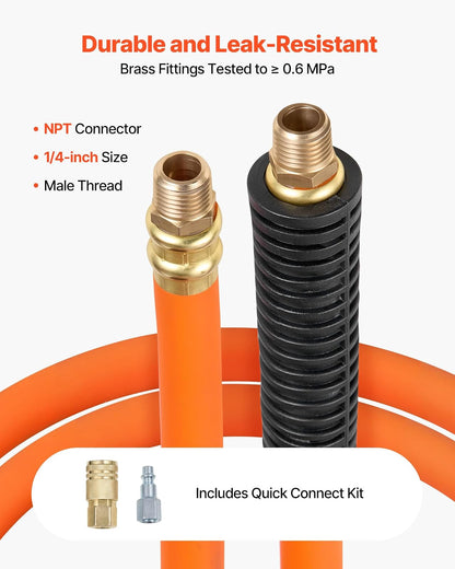 VEVOR Carrete de manguera de aire retráctil, manguera de aire híbrida de 1/4 de pulgada x 50 pies, máx. 300 PSI, carrete de mangueras de compresor de aire cerrado con rebobinado automático