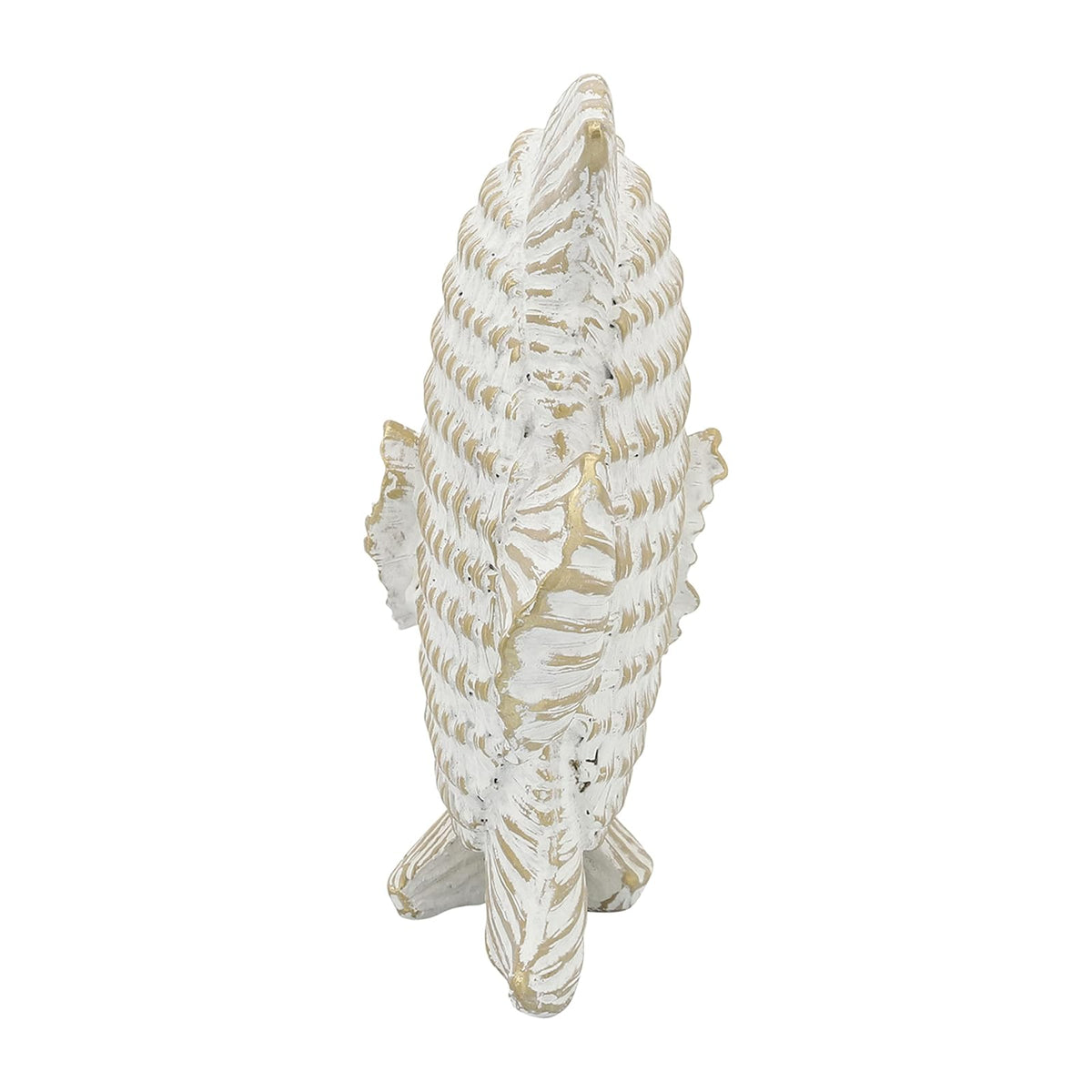 Sagebrook Home Cerámica 7 Pulgadas, decoración de Peces de pie Blanco/Dorado, Novedad, cerámica, contemporáneo, 9 Pulgadas de Largo x 3 Pulgadas de Ancho x 7 Pulgadas de Alto, Tela
