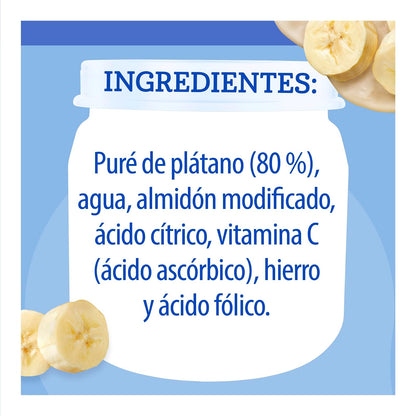 Nestlé Baby Me Papilla GERBER Cosecha Natural Etapa 2 Platano 113 g, Paquete de 24