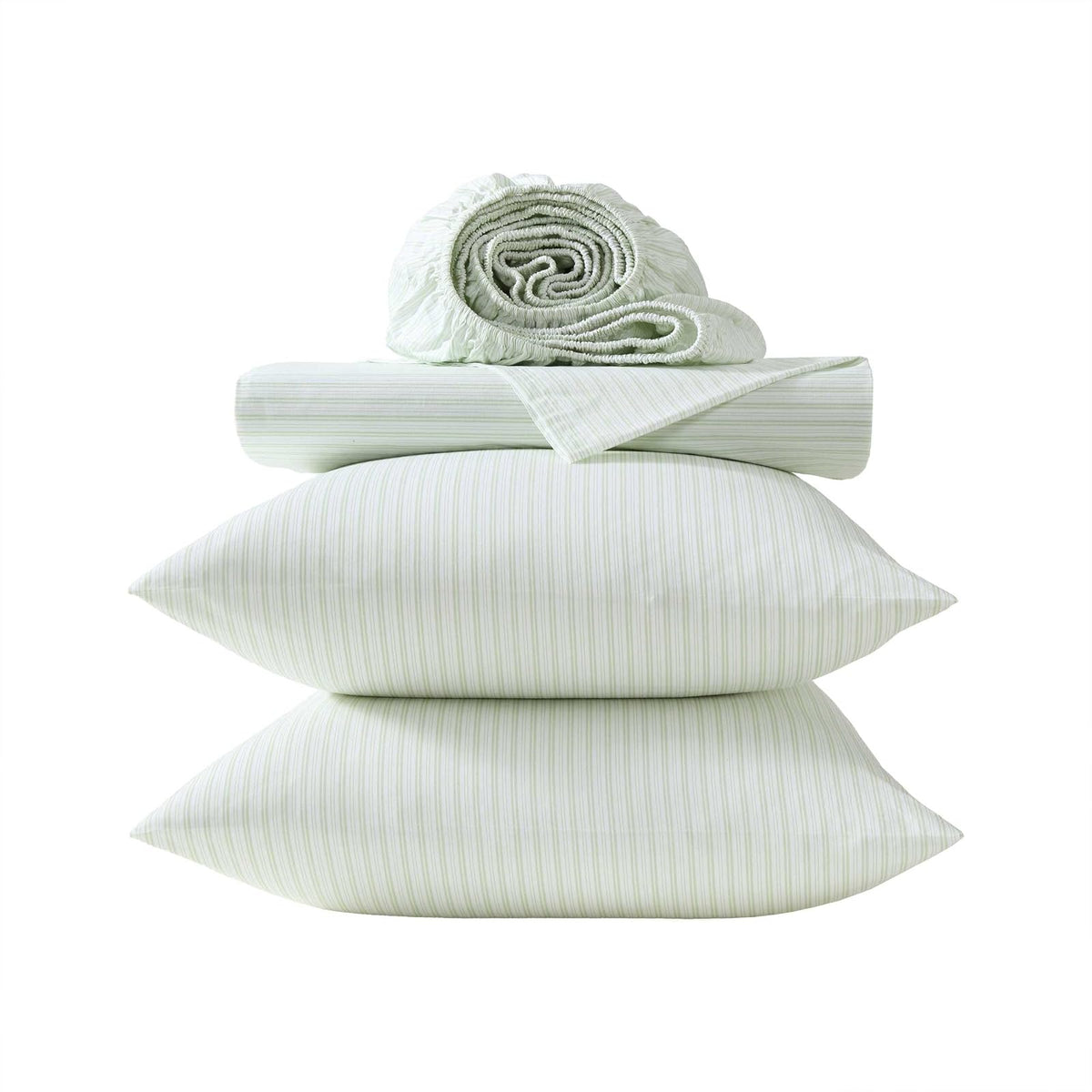 Laura Ashley - Juego de sábanas tamaño King, sábanas de percal de algodón crujientes y Frescas, Bolsillos Profundos, Ropa de Cama a Rayas con sábana Bajera Ajustada y Fundas de Almohada a Juego