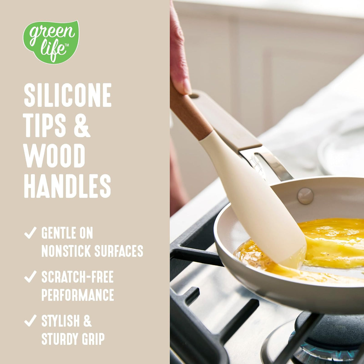 GreenLife - Juego de 11 utensilios de silicona para cocina, herramientas antiadherentes, seguro hasta 444 °F, cucharón, volteador, ranurado, espátula, cuchara, servidor de espaguetis, cepillo para