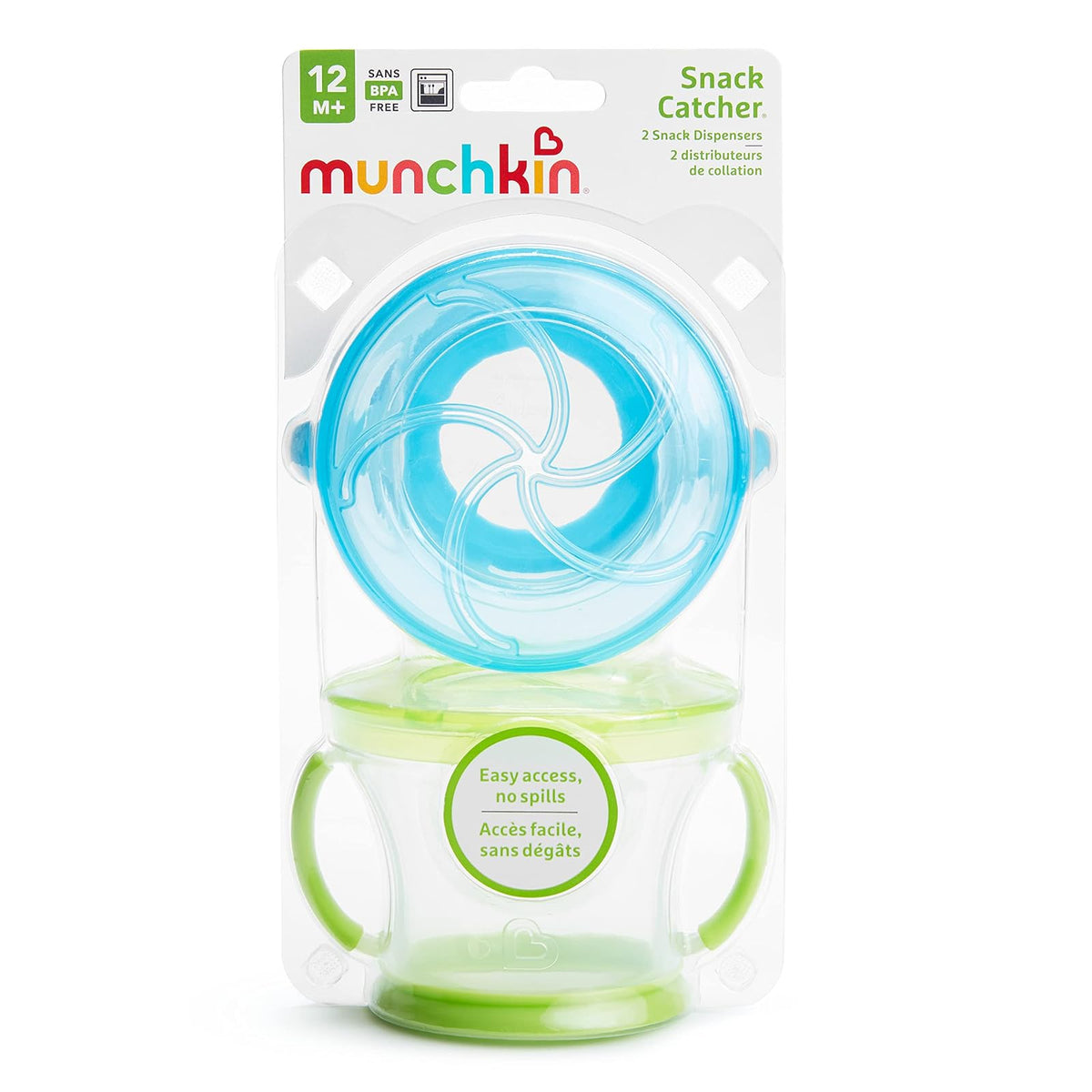 Munchkin Atrapador de aperitivos, paquete de 2, azul/verde