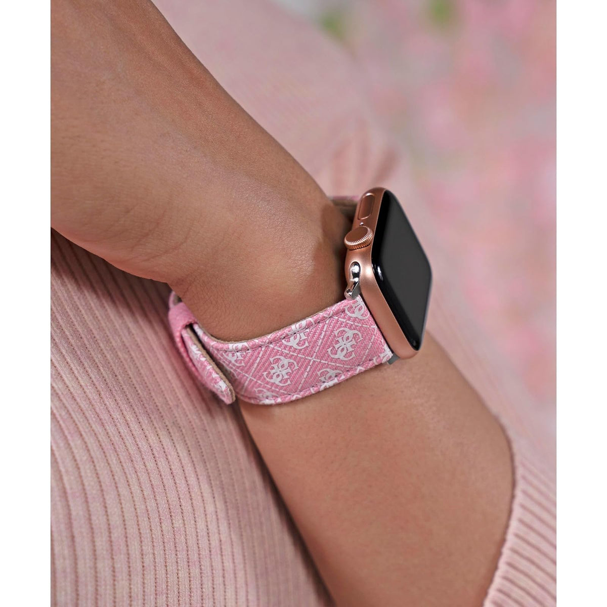 GUESS Correa de reloj inteligente para Dama compatible con Apple Watch (38MM-40MM) Rosa