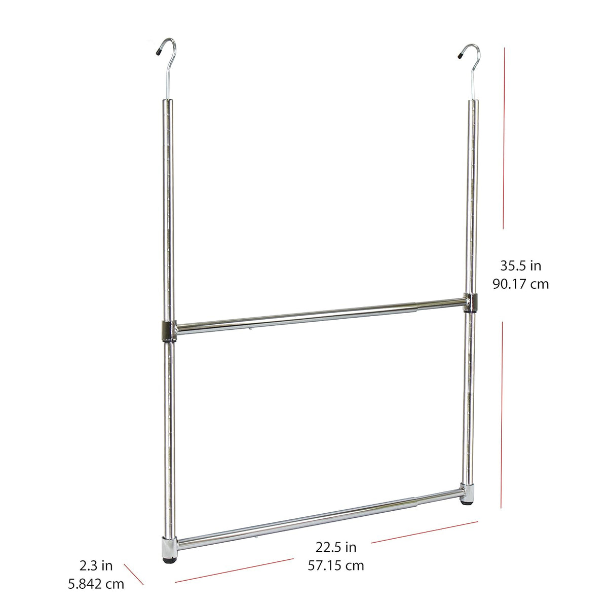 Oceanstar ACR1538C 2-Tier Portable Adjustable Closet Hanger Rod, Chrome