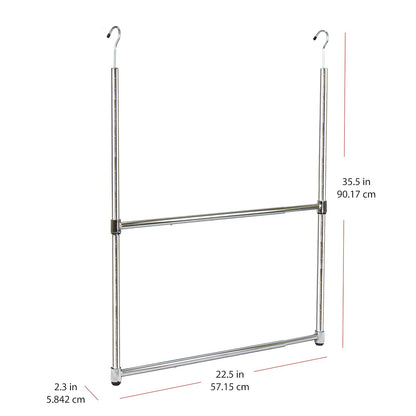 Oceanstar ACR1538C 2-Tier Portable Adjustable Closet Hanger Rod, Chrome