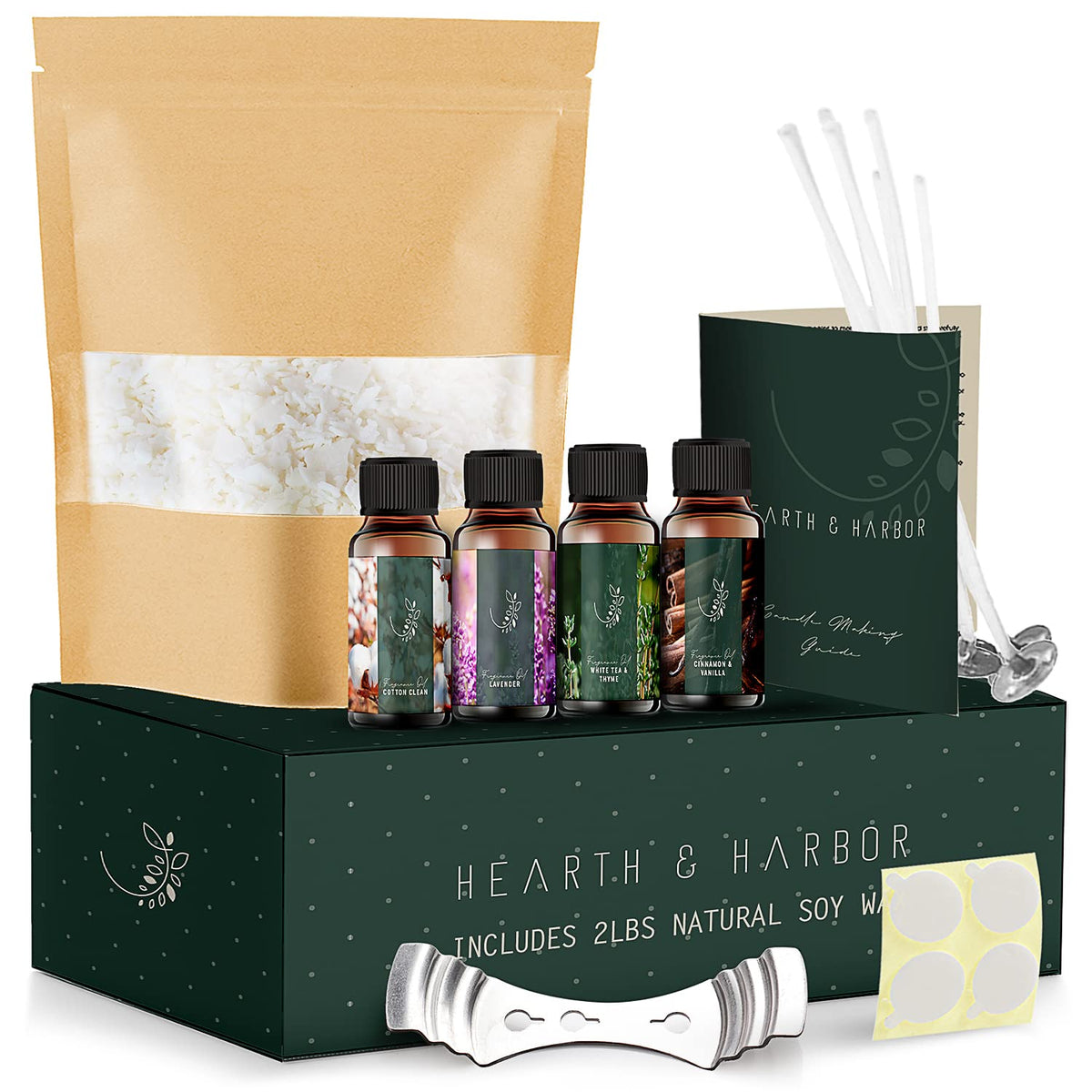 Hearth & Harbor Kit de Cera de Soya para Hacer Velas, 4.53 kg - 907.18 gramos - Multicolor