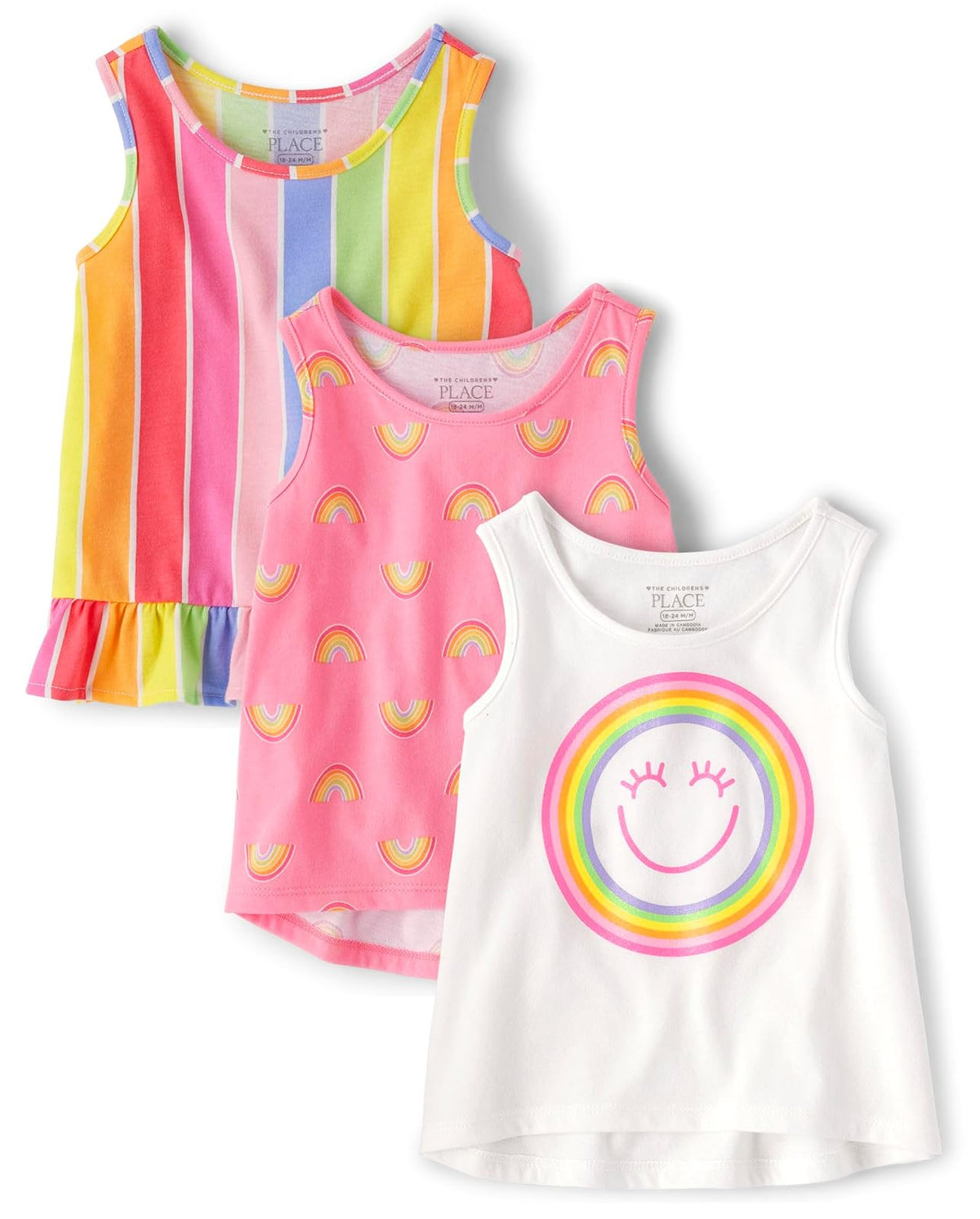 The Children's Place Y Camisetas sin Mangas para niñas pequeñas, Paquete de 3 Camisa para bebés niñas