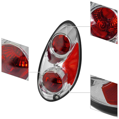 Torchbeam Conjunto Luz Trasera PT Cruiser 2001-2005 | Lente Transparente Carcasa Cromada, Luces Traseras Lámparas Freno Lado Conductor Pasajero