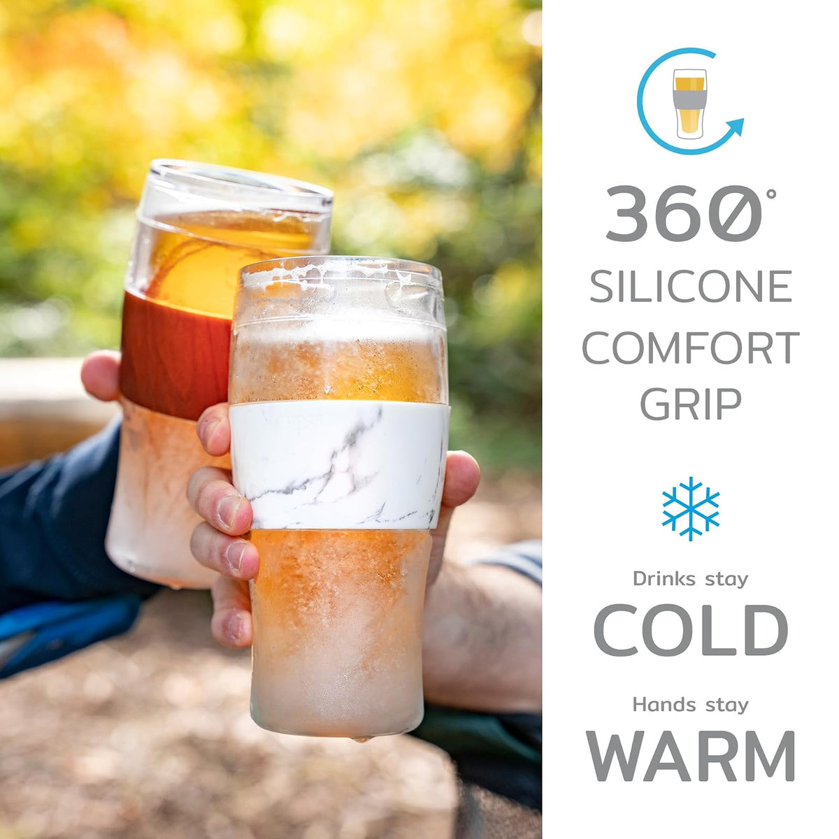 Host Freeze Cooling Beer Pint Glass for The Perfect Temperature Every Time, Clear, Set of 2