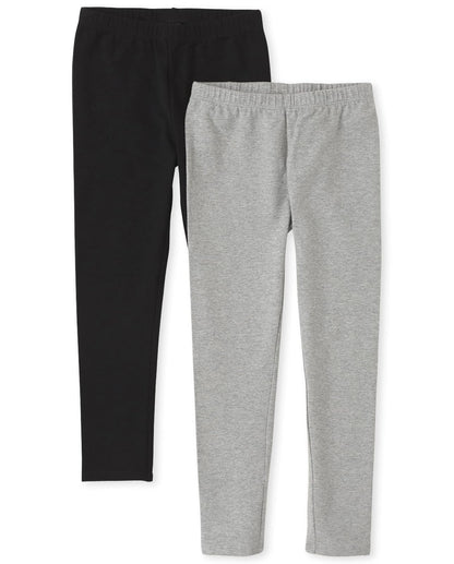 The Children's Place Leggings Capri para Niña, Paquete Múltiple - Black - Smoke Gray 2 Pack - G