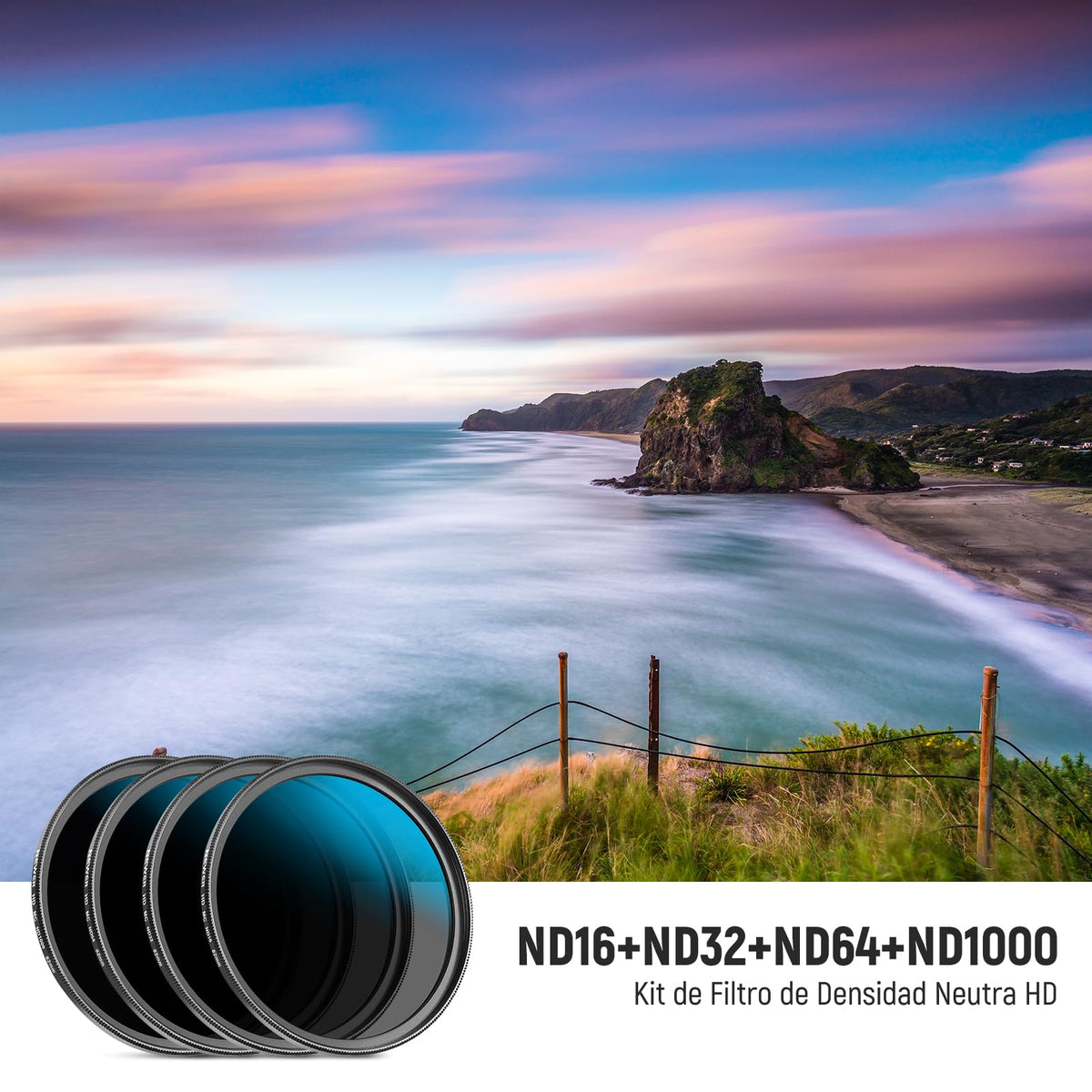 NEEWER Juego 82mm Lente Filtros ND, ND16/ND32/ND64/ND1000, Pluma de Limpieza de Lentes, Bolsa de Filtro, Kit de Accesorios de Filtro HD Compatible con Canon Nikon Sony Cámara Lentes
