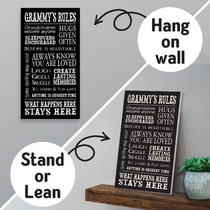 My Word! De mi Palabra. Grammy Rules-8.5 X 16 Decorative Firmar, Negro con Letras en Color Crema