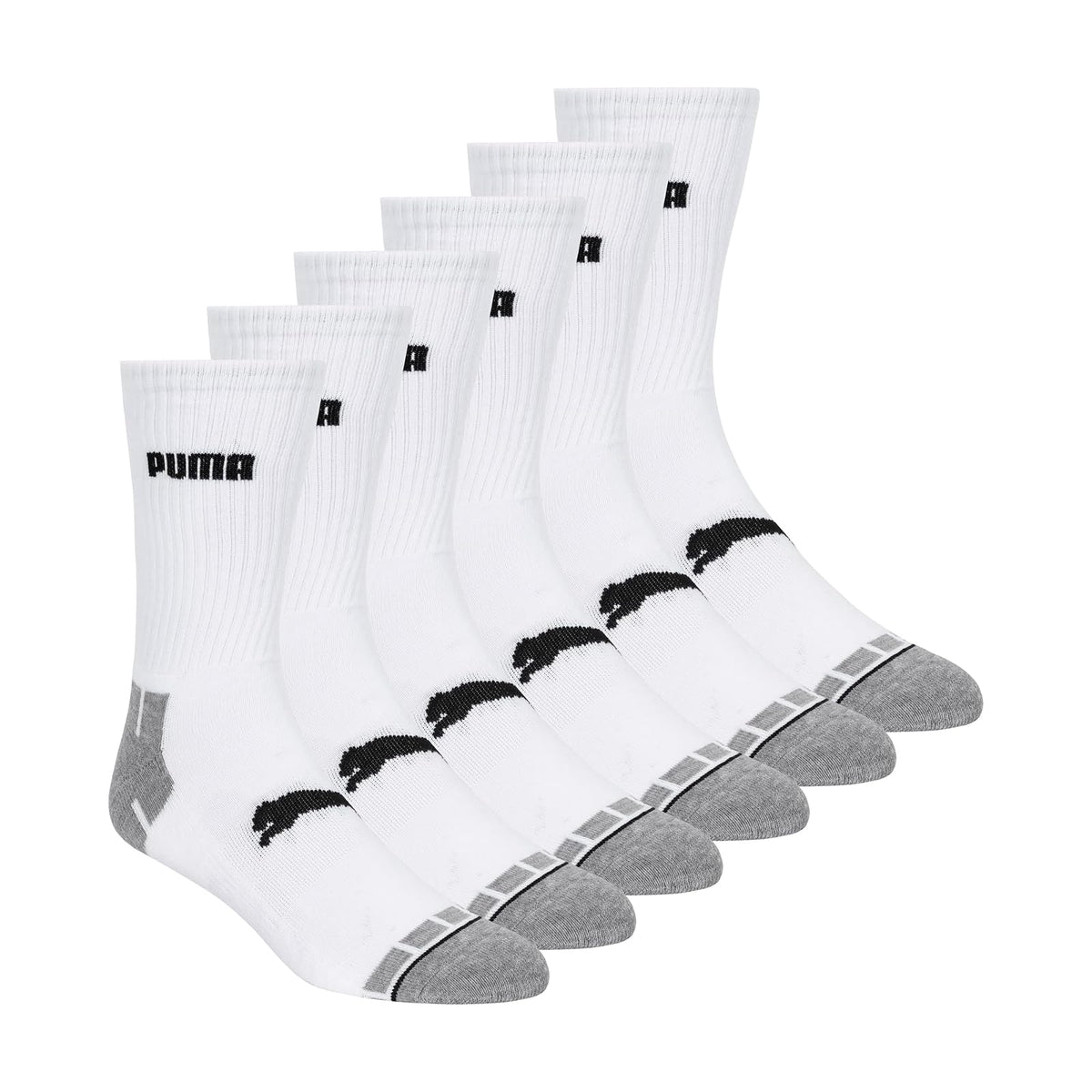 PUMA Calcetines Crew para Hombre (Paquete de 6) - 13-15 - Blanco