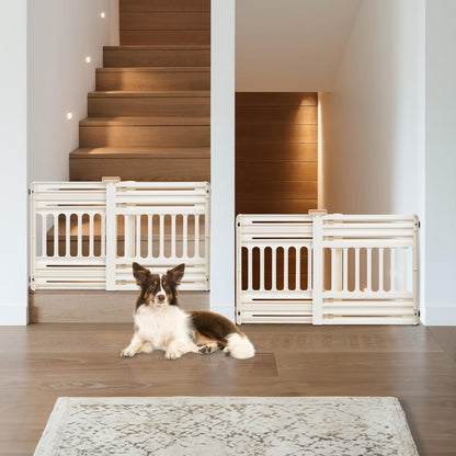 IRIS USA Barrera Ajustable para Perros 24"-39", 2 Pzas, Blanco | Área segura para interiores, barrera ajustable, instalación sin herramientas, diseño portátil y resistente