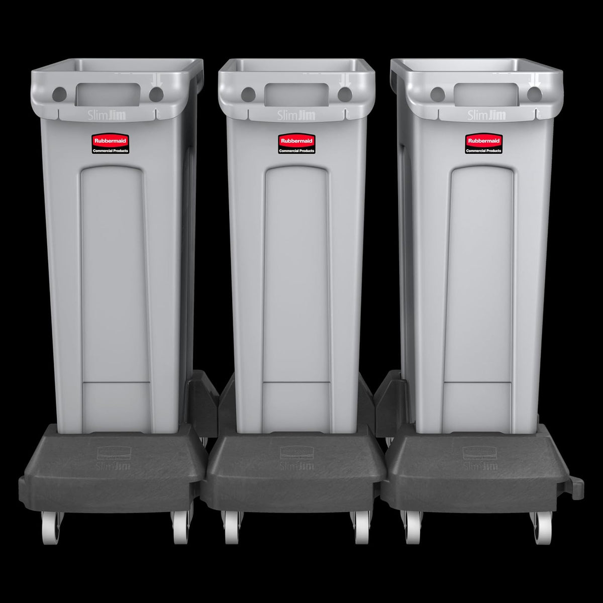 Rubbermaid Commercial Products Slim Jim® – Plataforma Rodante con Sistema de Clip para Unir Varias Plataformas, Pedal de Desbloqueo Fácil, Compatible con Contenedores de 61 y 87 L, 1980602