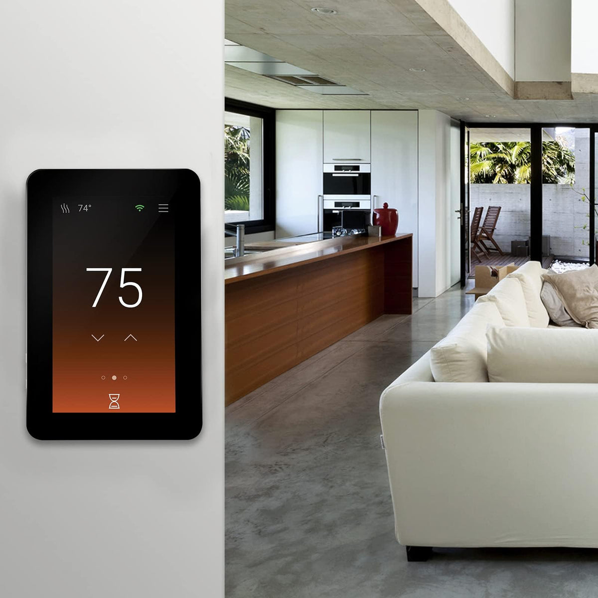 SunTouch SunStat ConnectPlus - Termostato Wi-Fi programable con visualización táctil inteligente activado por voz para sistemas de calefacción de piso eléctrico, visualización de 4.3 pulgadas, control