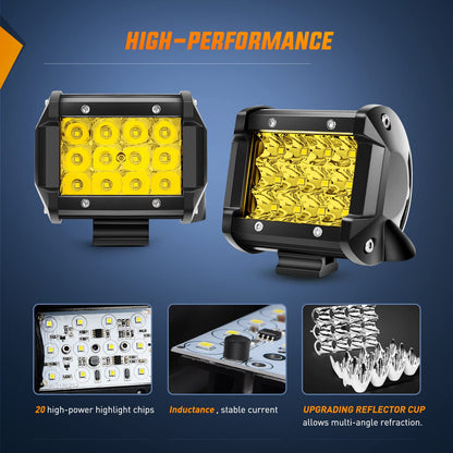 Nilight 18031S-B Luces Antiniebla LED de Triple Fila de 36W para Camiones Jeeps UTV ATV Barcos Marinos, Redonda, Ámbar, 2 Piezas 4 Pulgadas