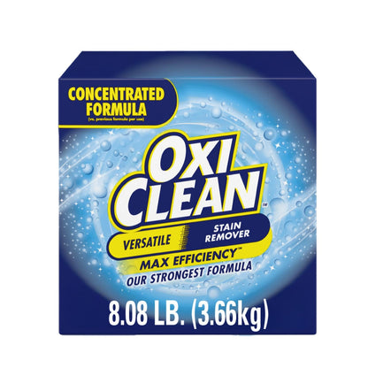 OxiClean Max Efficiency Quitamanchas en Polvo 3.6 kg. 101 Maneras de Uso. Elimina Manchas sin Tallar. Fórmula Concentrada, 20% más Poder de Oxígeno. Versátil para múltiples superficies