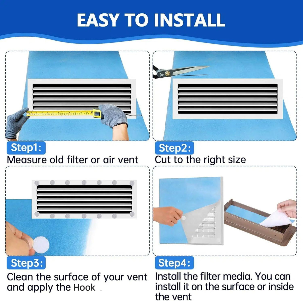 Demiwise Filtro de Ventilación HVAC Cortable MERV 8, Electrostático, 12 x 90 Pulgadas