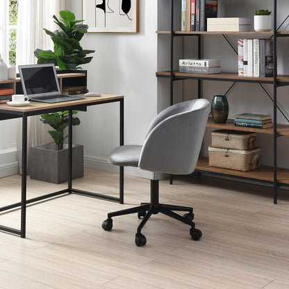 Alterego Silla de Oficina Giratoria Bliss en Terciopelo Gris con Altura Ajustable y Asiento Acolchado