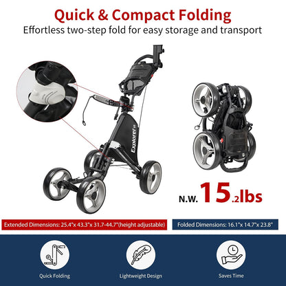 CaddyTek Explorer V8 - Superlite Carrito de Golf de 4 Ruedas, Explorer versión 8
