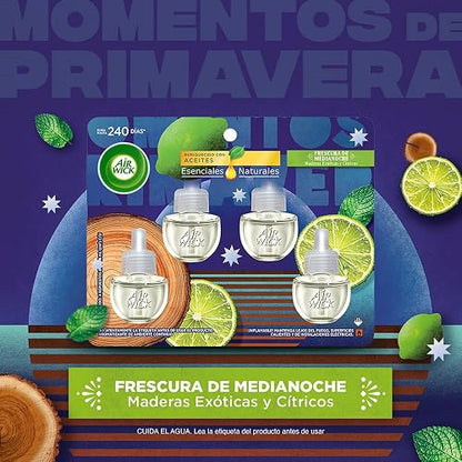 Air Wick Repuestos para Aromatizante Eléctrico, Maderas y Cítricos, 4 Piezas de 20 ml c/u