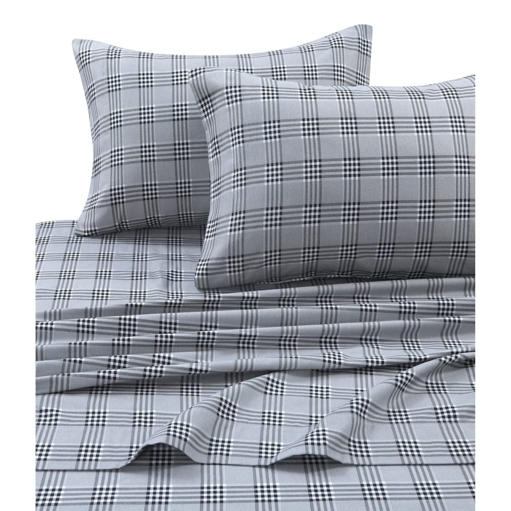Tribeca Living - Juego de sábanas de Franela 100% algodón, Bolsillo Profundo, 170 g/m², Ropa de Cama Ultra Suave y acogedora para Invierno, King, Alces a Cuadros