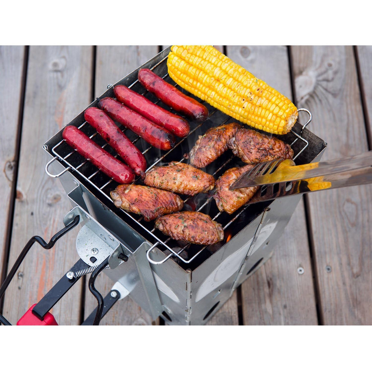 Royal Gourmet - Parrilla Plegable de carbón para Chimenea de Fuego, Color Plateado y Rojo