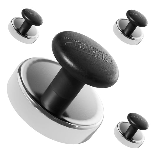 Master Magnetics HMKR-45X4 - Cierre magnético de base redonda con perilla, cromo, 3.63 cm de diámetro, 2.49 cm de altura total con perilla de 2.5 cm de diámetro /7.26 kg (caja de 4)
