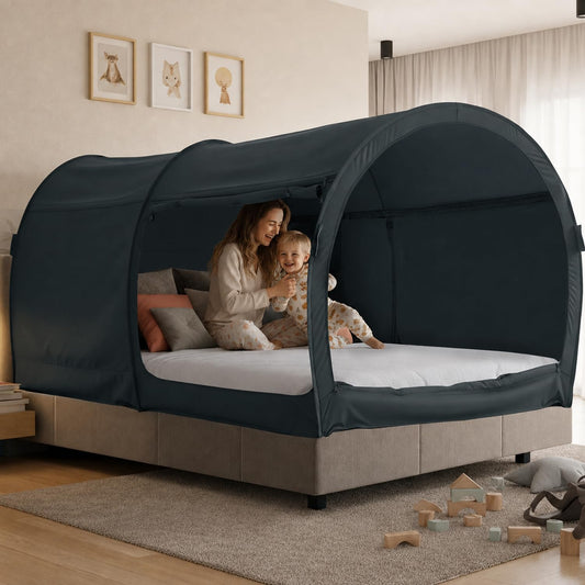 LEEDOR - Casa de campaña de ensueño para Cama, toldo de Cama, cálida, Transpirable, desplegable, tamaño Queen, para niños y Adultos, Color Negro (colchón no Incluido)
