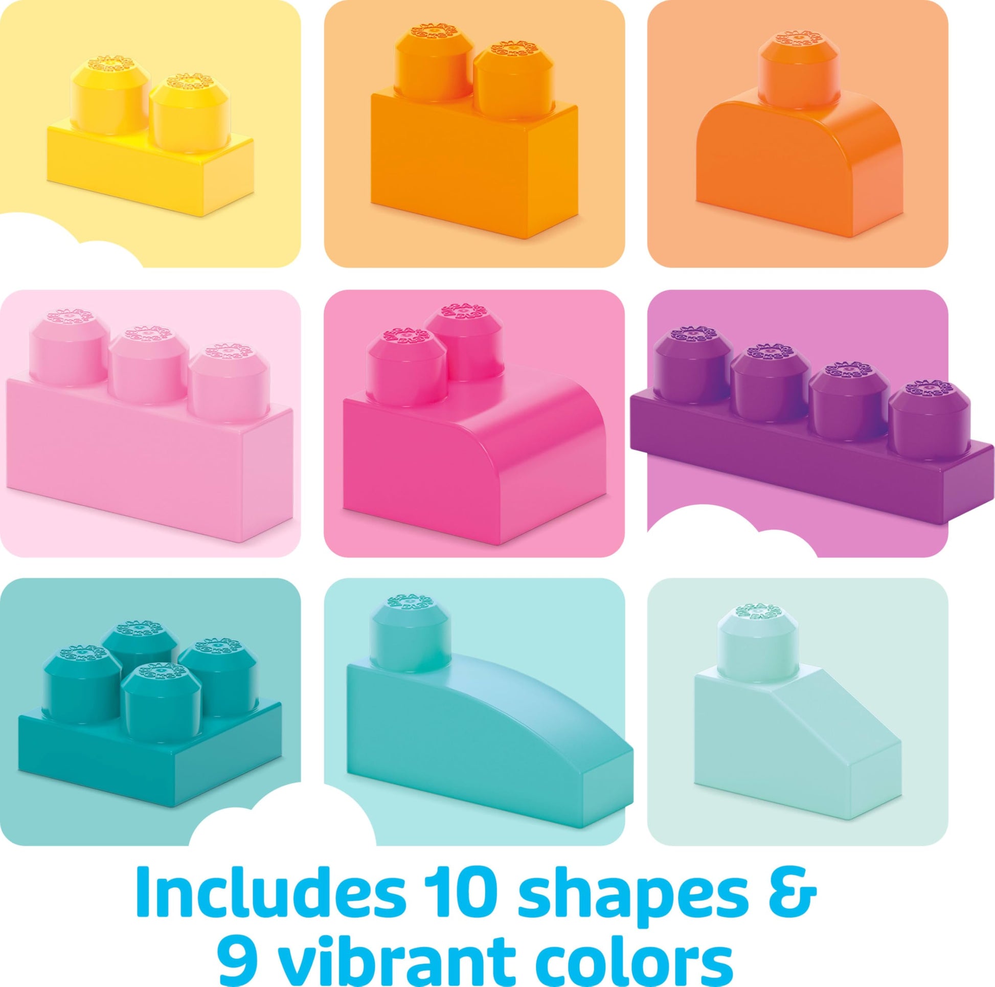 Mega Bloks, Bloques de Construcción de Plástico, Gran Bolsa Rosa para Construir, Juguete para Niños, Material Didáctico, Edad 1 año en Adelante