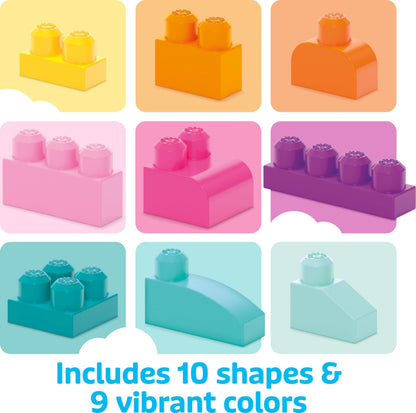 Mega Bloks, Bloques de Construcción de Plástico, Gran Bolsa Rosa para Construir, Juguete para Niños, Material Didáctico, Edad 1 año en Adelante