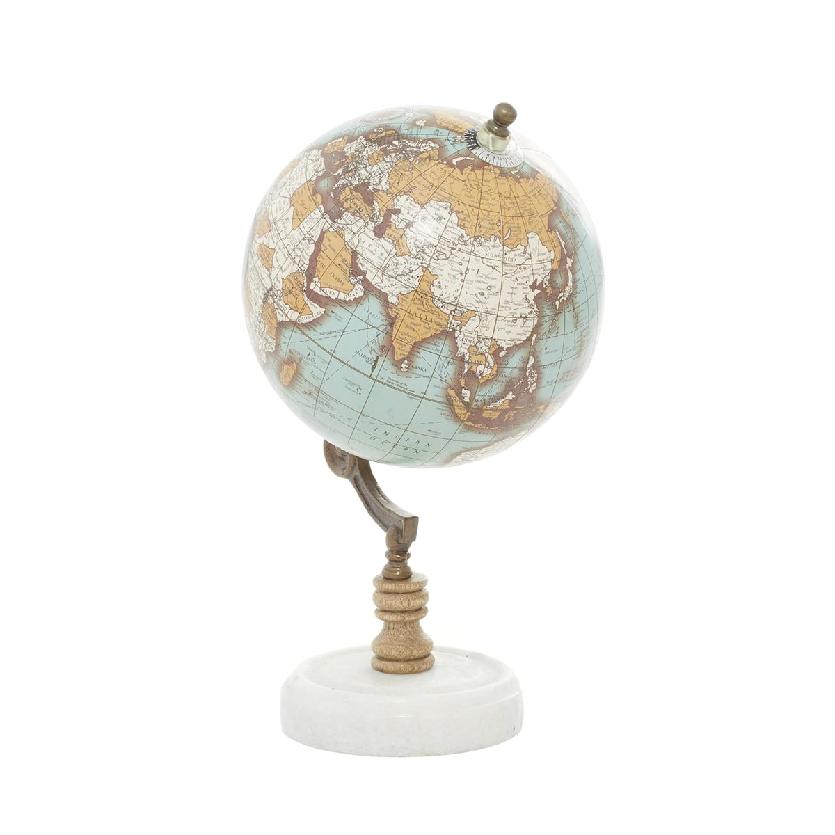 Deco 79 Globo de mármol con Base de mármol, 7 x 7 x 11 Pulgadas, Verde Azulado