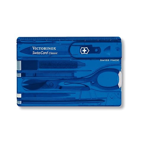 Victorinox Swiss Card, Azul Transparente, 10 Usos | Multiherramienta para cartera | multiherramienta para monederos | tarjeta de kit de herramientas