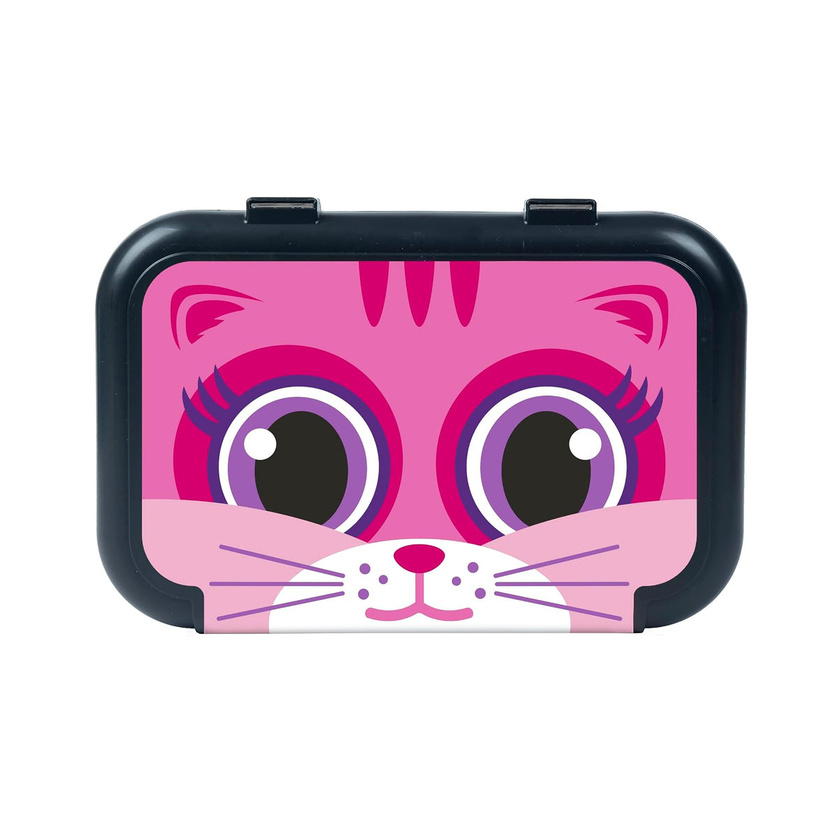 ZIPIT - Caja de lápices de plástico reciclado para niñas, estuche de gran capacidad para la escuela, caja organizadora de papelería duradera, gatito rosa