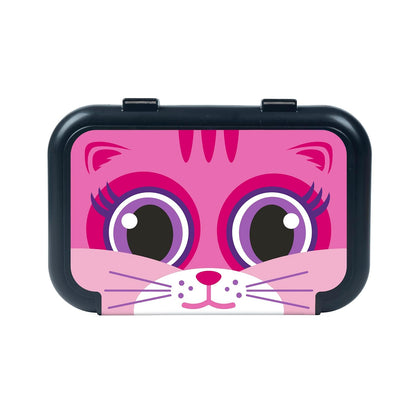 ZIPIT - Caja de lápices de plástico reciclado para niñas, estuche de gran capacidad para la escuela, caja organizadora de papelería duradera, gatito rosa