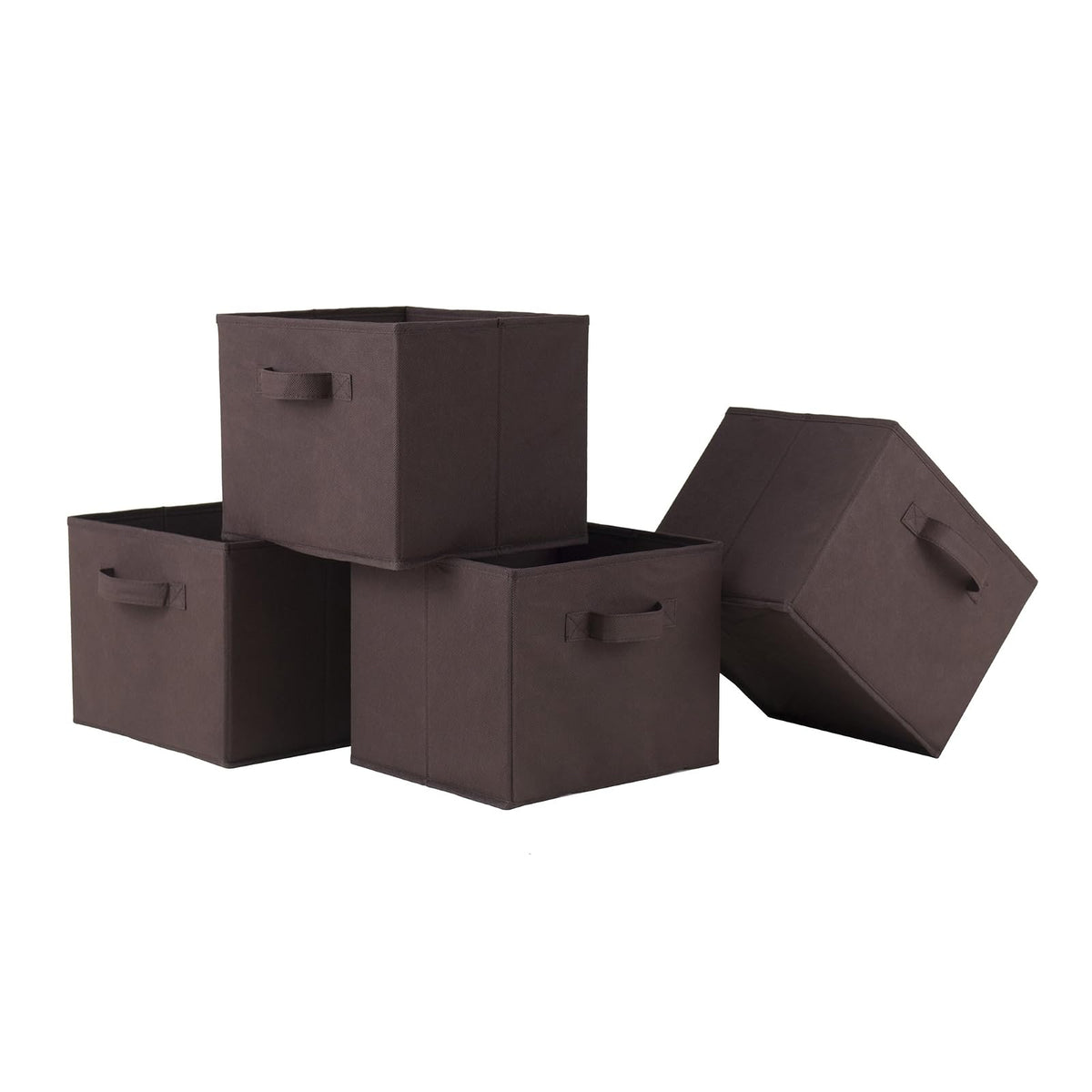 Winsome Wood Capri Folding 4-Piece Fabric Basket Set, Chocolate