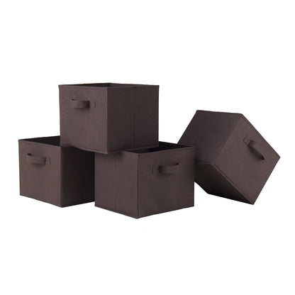 Winsome Wood Capri Folding 4-Piece Fabric Basket Set, Chocolate