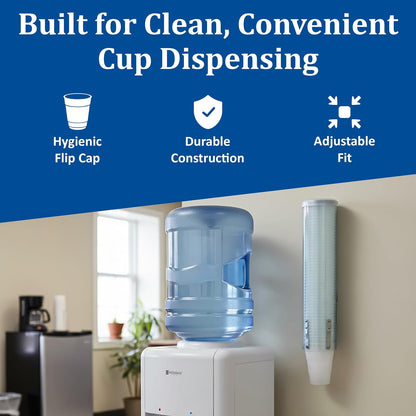 San Jamar - Dispensador grande de tazas tipo tirón de 6 a 12 onzas, tazas planas, taza de cono de 4 a 7 onzas con tapa abatible para restaurantes, hogar y oficina, plástico, 16 pulgadas, azul ártico