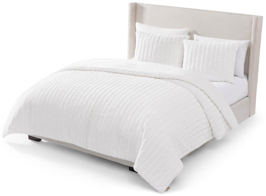 UGG 13079 Kenzie - Juego de edredón de tamaño matrimonial, Suave, Lujoso, Estilo Hotel, cómodo y con Dos Fundas de Almohada, matrimonial/Queen, Nieve