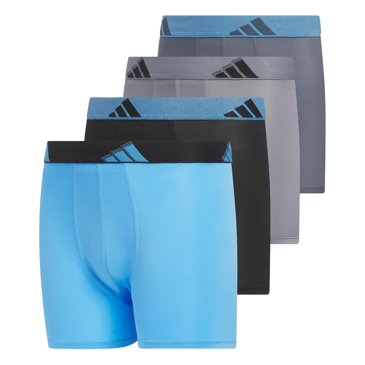 adidas - Calzoncillos tipo calzones de microfibra para jóvenes (multipaquete) para niños - Blue Burst - Negro - Gris - Microfibra - XL