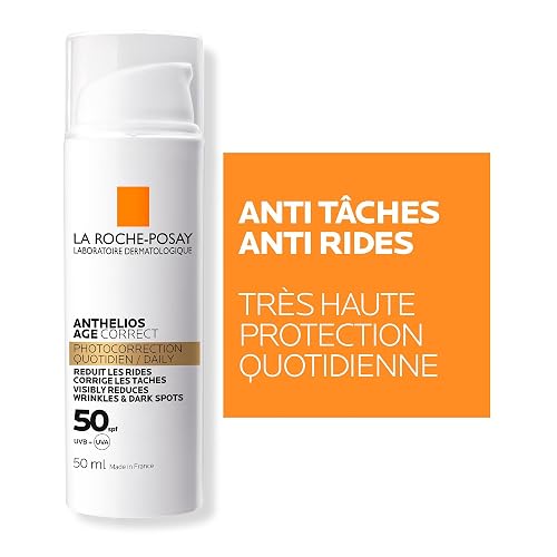 La Roche-Posay Anthelios Age Correct Protector Solar Facial Antiedad Con Ácido Hialurónico Y Phe-Resorcinol, Reduce Arrugas Corrige Manchas, Textura No Grasa, Tono Invisible, 50 ml