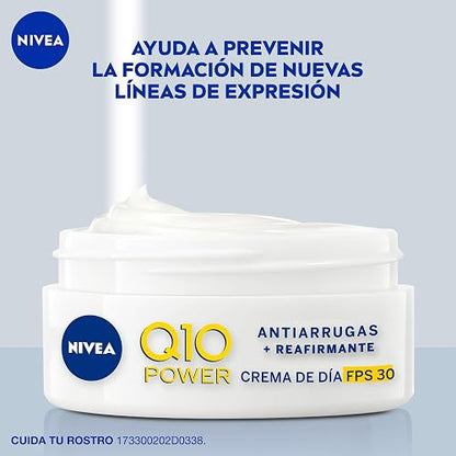 NIVEA Crema Facial Reafirmante Q10 (50 ml), Tratamiento Antiarrugas de Día Fps 30 ayuda a la generación de Colágeno en la piel y reducir las líneas de expresión, Todo Tipo de Piel