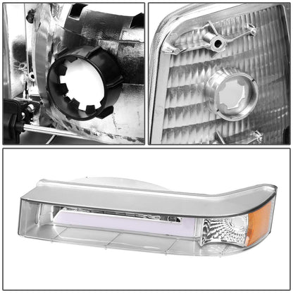 DNA Motoring Par de Faros LED Dobles para Ford F-150/F-250/F-350/Bronco 1992-1996, Cromo/Ámbar