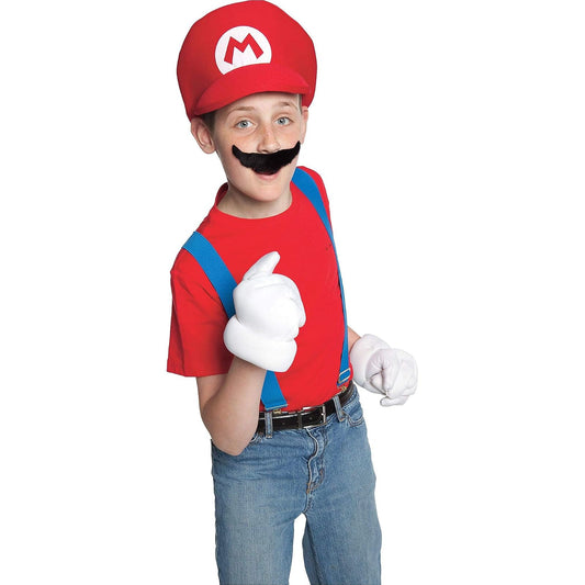 Accesorio Oficial Nintendo, Kit de Mario Infantil con Gorra y Bigote, Super Mario Bros., Unitalla