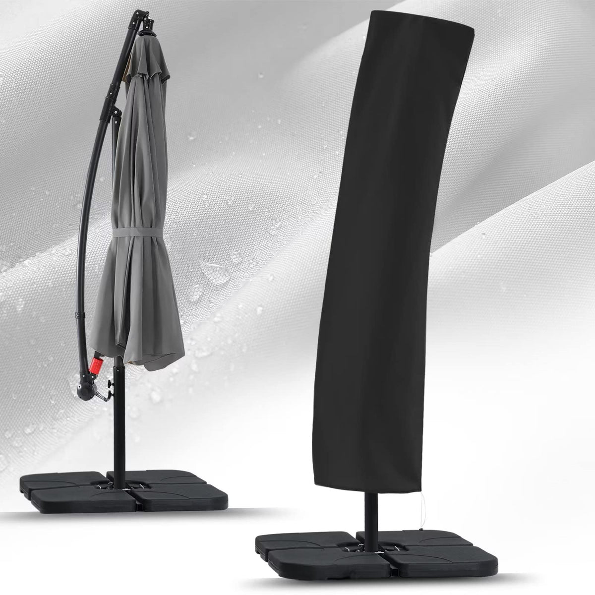 ABCCANOPY Fundas de Paraguas Compensadas, Impermeable, para sombrilla de Patio de 8 pies a 10 pies, Paraguas voladizo para Mercado al Aire Libre con Cremallera, Color Negro
